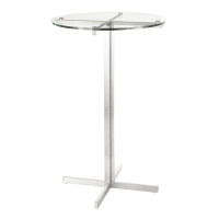 Lumisource BT-FUJIRN SS+GL Fuji Contemporary Round Bar Table in Stainless Steel with Clear Glass Top